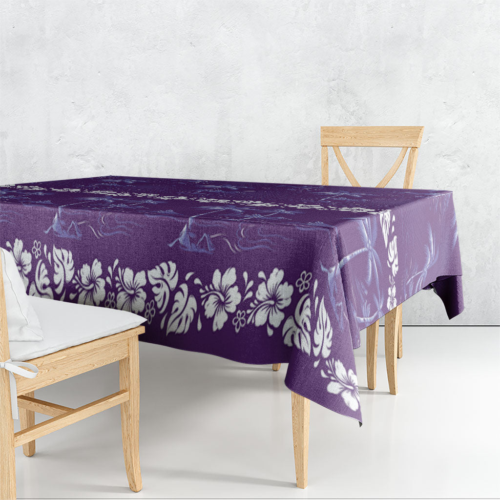 Purple Hawaii Palm Tree Hibiscus Tablecloth Fantasy Summer Vibe LT01 - Polynesian Pride
