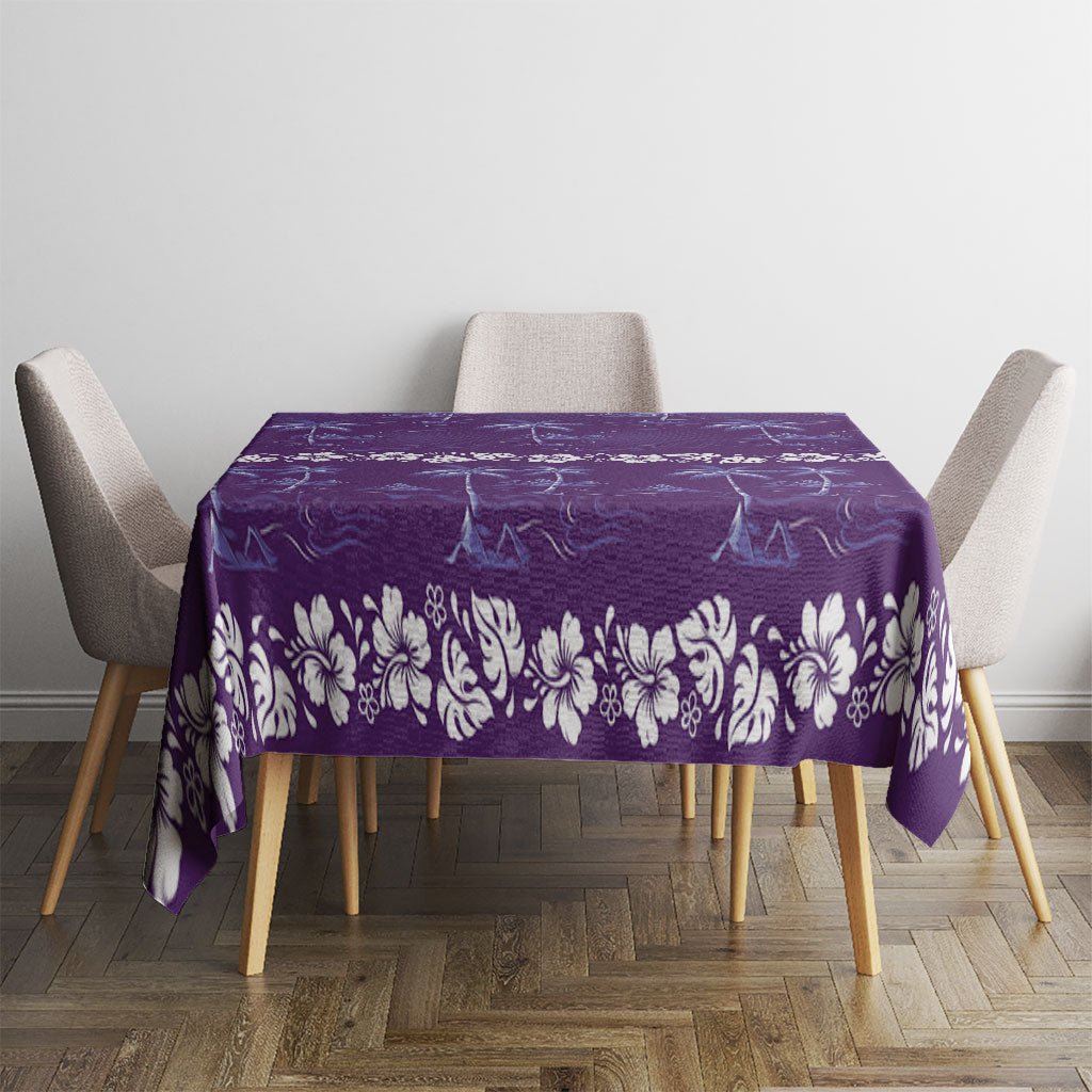 Purple Hawaii Palm Tree Hibiscus Tablecloth Fantasy Summer Vibe LT01 - Polynesian Pride