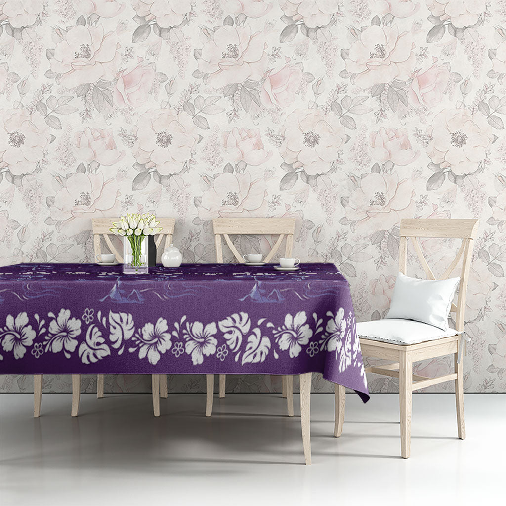Purple Hawaii Palm Tree Hibiscus Tablecloth Fantasy Summer Vibe LT01 - Polynesian Pride