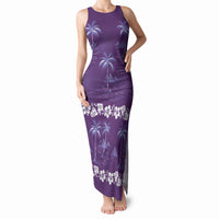 Purple Hawaii Palm Tree Hibiscus Tank Maxi Dress Fantasy Summer Vibe