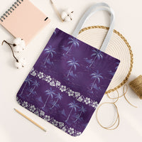 Purple Hawaii Palm Tree Hibiscus Tote Bag Fantasy Summer Vibe LT01 White Strap One Size Purple - Polynesian Pride