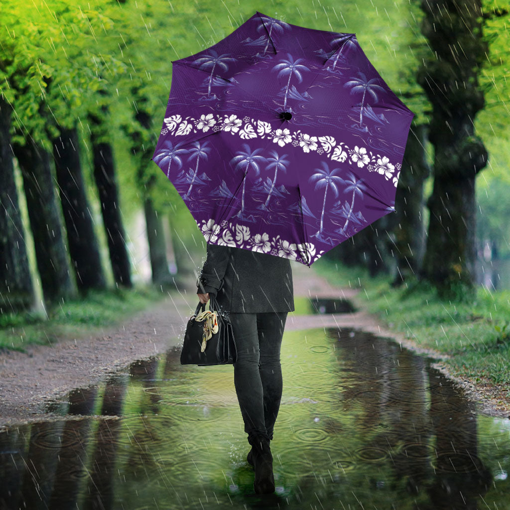 Purple Hawaii Palm Tree Hibiscus Umbrella Fantasy Summer Vibe