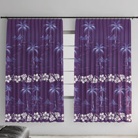 Purple Hawaii Palm Tree Hibiscus Window Curtain Fantasy Summer Vibe