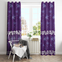 Purple Hawaii Palm Tree Hibiscus Window Curtain Fantasy Summer Vibe
