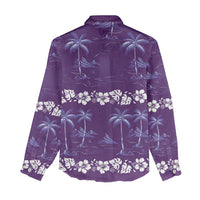 Purple Hawaii Palm Tree Hibiscus Women Casual Shirt Fantasy Summer Vibe LT01 - Polynesian Pride