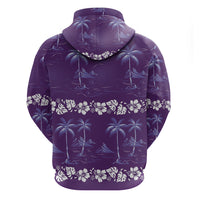 Purple Hawaii Palm Tree Hibiscus Zip Hoodie Fantasy Summer Vibe LT01 - Polynesian Pride