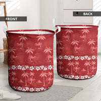 Red Hawaii Palm Tree Hibiscus Laundry Basket Fantasy Summer Vibe