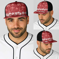 Red Hawaii Palm Tree Hibiscus Baseball Net Cap Fantasy Summer Vibe