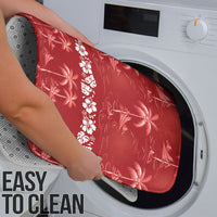 Red Hawaii Palm Tree Hibiscus Bathroom Set Fantasy Summer Vibe