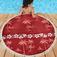 Red Hawaii Palm Tree Hibiscus Beach Blanket Fantasy Summer Vibe