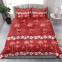 Red Hawaii Palm Tree Hibiscus Bedding Set Fantasy Summer Vibe LT01 - Polynesian Pride