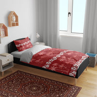 Red Hawaii Palm Tree Hibiscus Bedding Set Fantasy Summer Vibe LT01 - Polynesian Pride