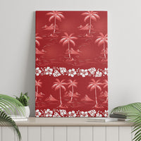 Red Hawaii Palm Tree Hibiscus Canvas Wall Art Fantasy Summer Vibe