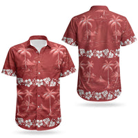 Red Hawaii Palm Tree Hibiscus Couples Matching Summer Maxi Dress and Hawaiian Shirt Fantasy Summer Vibe LT01 - Polynesian Pride