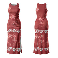Red Hawaii Palm Tree Hibiscus Couples Matching Tank Maxi Dress and Hawaiian Shirt Fantasy Summer Vibe LT01 - Polynesian Pride