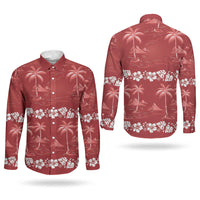 Red Hawaii Palm Tree Hibiscus Couples Matching Tank Maxi Dress and Long Sleeve Button Shirt Fantasy Summer Vibe