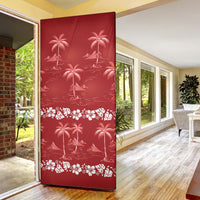 Red Hawaii Palm Tree Hibiscus Door Cover Fantasy Summer Vibe LT01 - Polynesian Pride