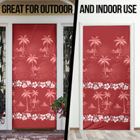 Red Hawaii Palm Tree Hibiscus Door Cover Fantasy Summer Vibe LT01 - Polynesian Pride