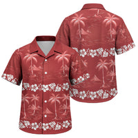 Red Hawaii Palm Tree Hibiscus Family Matching Long Sleeve Bodycon Dress and Hawaiian Shirt Fantasy Summer Vibe LT01 Son's Shirt Red - Polynesian Pride