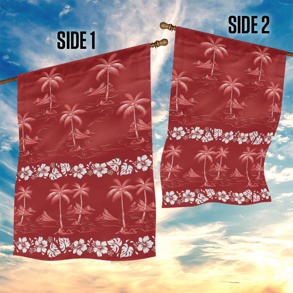 Red Hawaii Palm Tree Hibiscus Garden Flag Fantasy Summer Vibe LT01 - Polynesian Pride