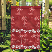Red Hawaii Palm Tree Hibiscus Garden Flag Fantasy Summer Vibe LT01 Garden Flag Red - Polynesian Pride
