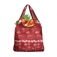 Red Hawaii Palm Tree Hibiscus Grocery Bag Fantasy Summer Vibe LT01 1-pack One Size Red - Polynesian Pride