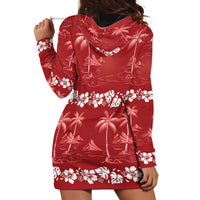Red Hawaii Palm Tree Hibiscus Hoodie Dress Fantasy Summer Vibe LT01 - Polynesian Pride