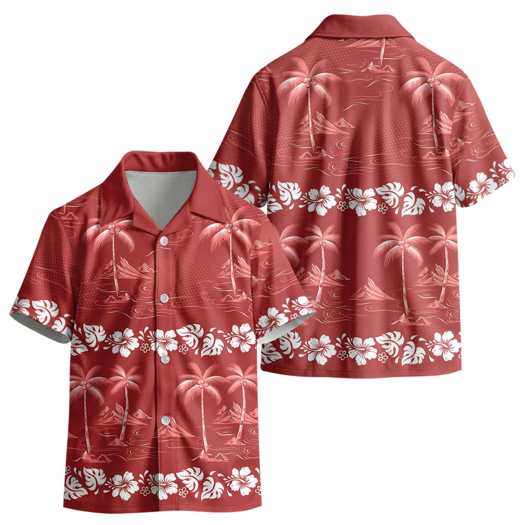 Red Hawaii Palm Tree Hibiscus Kid Hawaiian Shirt Fantasy Summer Vibe LT01 - Polynesian Pride