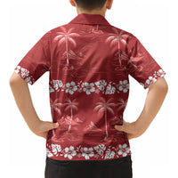 Red Hawaii Palm Tree Hibiscus Kid Hawaiian Shirt Fantasy Summer Vibe LT01 - Polynesian Pride