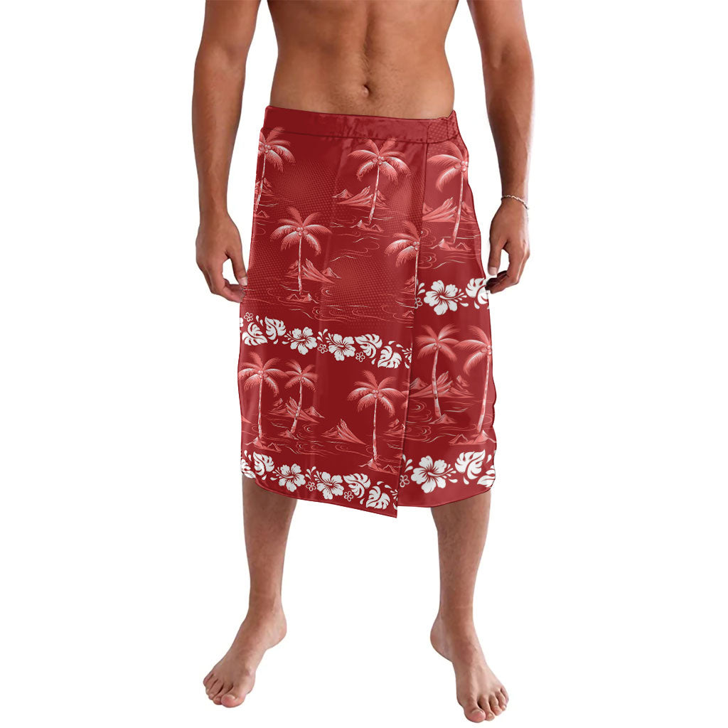 Red Hawaii Palm Tree Hibiscus Lavalava Fantasy Summer Vibe LT01 Red - Polynesian Pride