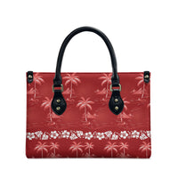 Red Hawaii Palm Tree Hibiscus Leather Bag Fantasy Summer Vibe LT01 - Polynesian Pride