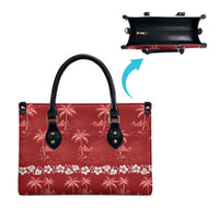 Red Hawaii Palm Tree Hibiscus Leather Bag Fantasy Summer Vibe LT01 - Polynesian Pride