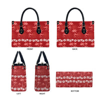 Red Hawaii Palm Tree Hibiscus Leather Bag Fantasy Summer Vibe LT01 - Polynesian Pride