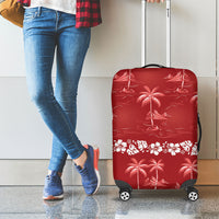 Red Hawaii Palm Tree Hibiscus Luggage Cover Fantasy Summer Vibe