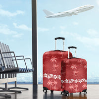Red Hawaii Palm Tree Hibiscus Luggage Cover Fantasy Summer Vibe