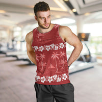 Red Hawaii Palm Tree Hibiscus Men Tank Top Fantasy Summer Vibe
