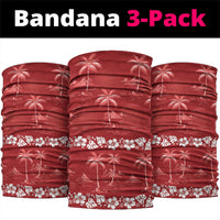 Red Hawaii Palm Tree Hibiscus Neck Gaiter Fantasy Summer Vibe LT01 package One Size: 25*50cm Red - Polynesian Pride