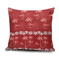 Red Hawaii Palm Tree Hibiscus Pillow Cover Fantasy Summer Vibe LT01 Red - Polynesian Pride