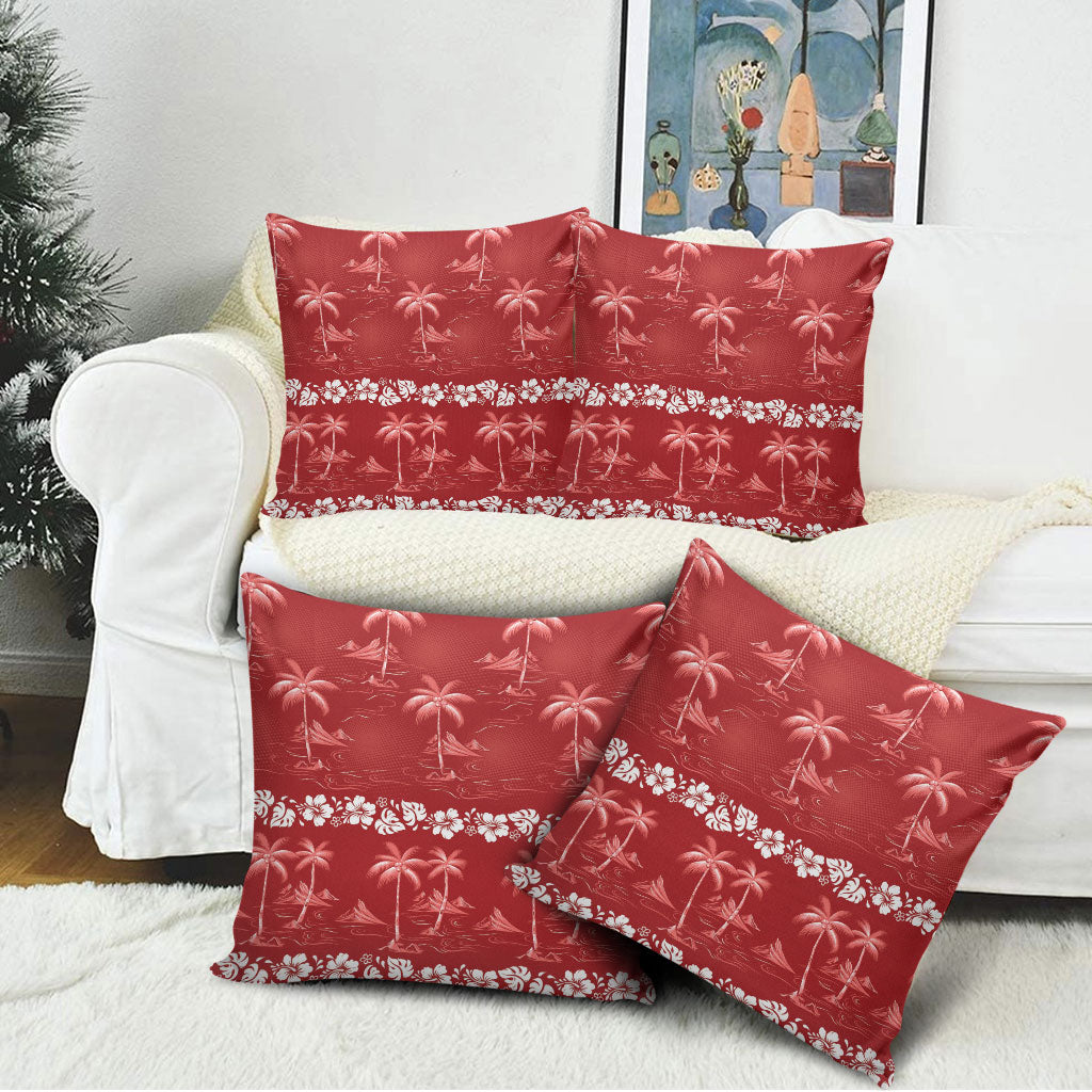 Red Hawaii Palm Tree Hibiscus Pillow Cover Fantasy Summer Vibe LT01 - Polynesian Pride