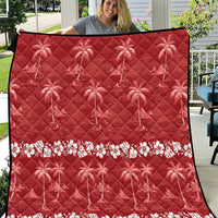 Red Hawaii Palm Tree Hibiscus Quilt Fantasy Summer Vibe LT01 Red - Polynesian Pride