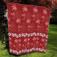 Red Hawaii Palm Tree Hibiscus Quilt Fantasy Summer Vibe LT01 - Polynesian Pride