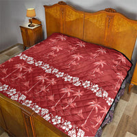 Red Hawaii Palm Tree Hibiscus Quilt Fantasy Summer Vibe LT01 - Polynesian Pride