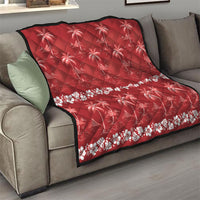 Red Hawaii Palm Tree Hibiscus Quilt Fantasy Summer Vibe LT01 - Polynesian Pride