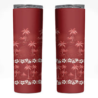 Red Hawaii Palm Tree Hibiscus Skinny Tumbler Fantasy Summer Vibe LT01 Red - Polynesian Pride