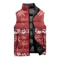 Red Hawaii Palm Tree Hibiscus Sleeveless Puffer Jacket Fantasy Summer Vibe LT01 - Polynesian Pride