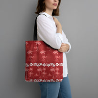 Red Hawaii Palm Tree Hibiscus Tote Bag Fantasy Summer Vibe LT01 - Polynesian Pride