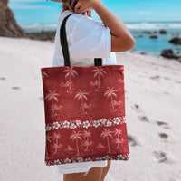 Red Hawaii Palm Tree Hibiscus Tote Bag Fantasy Summer Vibe LT01 - Polynesian Pride