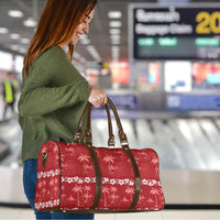 Red Hawaii Palm Tree Hibiscus Travel Bag Fantasy Summer Vibe