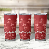 Red Hawaii Palm Tree Hibiscus Tumbler Cup Fantasy Summer Vibe LT01 - Polynesian Pride