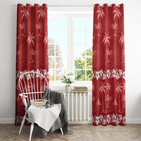 Red Hawaii Palm Tree Hibiscus Window Curtain Fantasy Summer Vibe